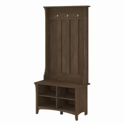 Bush Furniture Salinas Hall Tree With Shoe Storage Bench In Ash Brown - Bush Furniture SAS532ABR-03