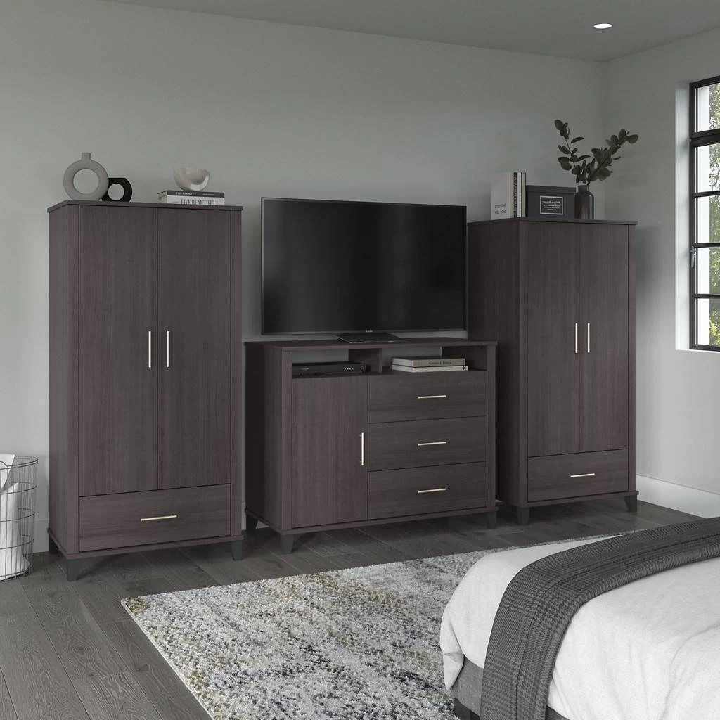 Bush Furniture Somerset Large Armoire Cabinets With Dresser TV Stand In Storm Gray - Bush Furniture SET038SG 2 Bush Furniture Somerset Large Armoire Cabinets With Dresser TV Stand In Storm Gray - Bush Furniture SET038SG - Image 2