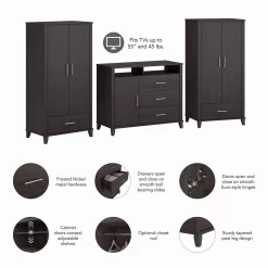 Bush Furniture Somerset Large Armoire Cabinets With Dresser TV Stand In Storm Gray - Bush Furniture SET038SG 11 Bush Furniture Somerset Large Armoire Cabinets With Dresser TV Stand In Storm Gray - Bush Furniture SET038SG -Home Haven Deals 18 set038sg 3