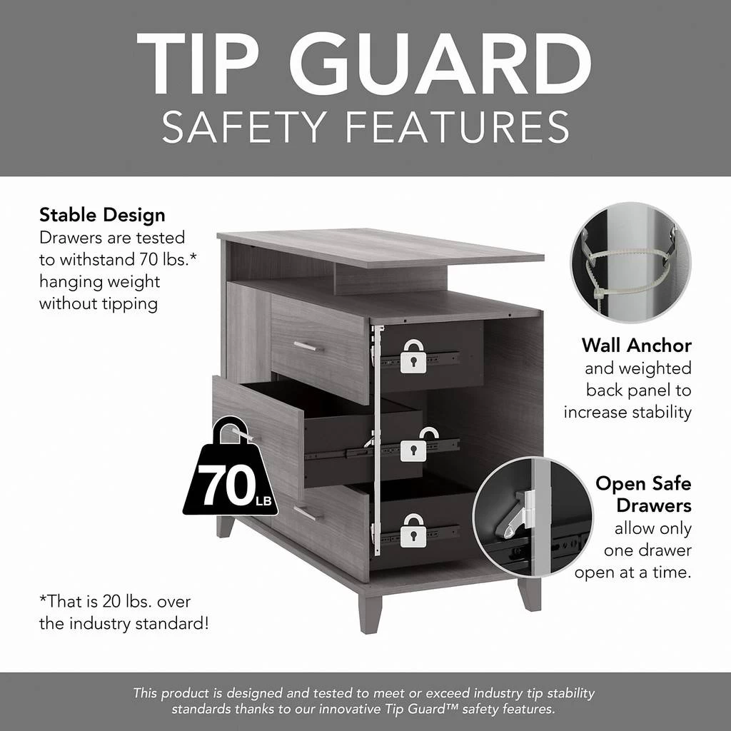 Bush Furniture Somerset Large Armoire Cabinets With Dresser TV Stand In Storm Gray - Bush Furniture SET038SG 4 Bush Furniture Somerset Large Armoire Cabinets With Dresser TV Stand In Storm Gray - Bush Furniture SET038SG - Image 4
