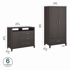 Bush Furniture Somerset Large Armoire Cabinets With Dresser TV Stand In Storm Gray - Bush Furniture SET038SG 16 Bush Furniture Somerset Large Armoire Cabinets With Dresser TV Stand In Storm Gray - Bush Furniture SET038SG -Home Haven Deals 18 set038sg 8