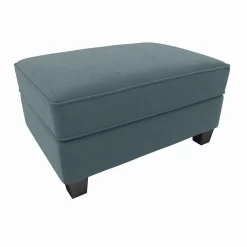 Bush Furniture Stockton Storage Ottoman In Turkish Blue Herringbone - Bush Business Furniture SNO34STBH-Z