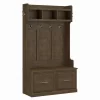 Kathy Ireland® Home By Bush Furniture Woodland 40W Hall Tree And Shoe Storage Bench With Doors In Ash Brown - Bush Furniture WDL001ABR
