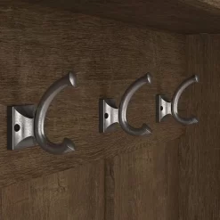 Kathy Ireland® Home By Bush Furniture Woodland 40W Hall Tree And Shoe Storage Bench With Doors In Ash Brown - Bush Furniture WDL001ABR -Home Haven Deals 18 wdl001abr 4