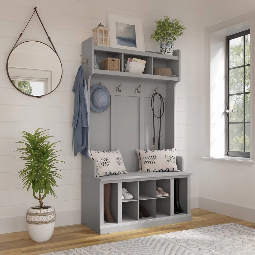 Kathy Ireland® Home By Bush Furniture Woodland 40W Hall Tree And Shoe Storage Bench With Shelves In Cape Cod Gray - Bush Furniture WDL002CG 2 Kathy Ireland® Home By Bush Furniture Woodland 40W Hall Tree And Shoe Storage Bench With Shelves In Cape Cod Gray - Bush Furniture WDL002CG - Image 2