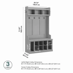 Kathy Ireland® Home By Bush Furniture Woodland 40W Hall Tree And Shoe Storage Bench With Shelves In Cape Cod Gray - Bush Furniture WDL002CG 12 Kathy Ireland® Home By Bush Furniture Woodland 40W Hall Tree And Shoe Storage Bench With Shelves In Cape Cod Gray - Bush Furniture WDL002CG -Home Haven Deals 18 wdl002cg 6