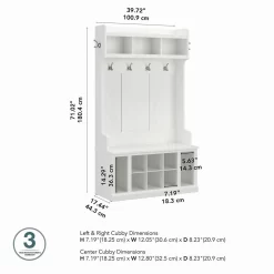 Kathy Ireland® Home By Bush Furniture Woodland 40W Hall Tree And Shoe Storage Bench With Shelves In White Ash - Bush Furniture WDL002WAS -Home Haven Deals 18 wdl002was 6