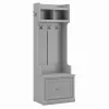 Kathy Ireland® Home By Bush Furniture Woodland 24W Hall Tree And Small Shoe Bench With Drawer In Cape Cod Gray - Bush Furniture WDL007CG