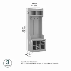 Kathy Ireland® Home By Bush Furniture Woodland 24W Hall Tree And Small Shoe Bench With Shelves In Cape Cod Gray - Bush Furniture WDL008CG -Home Haven Deals 18 wdl008cg 6