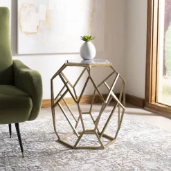 Ava Geometric Accent Table In Multi/Gold - Safavieh ACC3700A