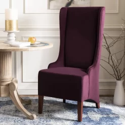 Becall 20''H Velvet Dining Chair In Bordeaux/Cherry Mahogany - Safavieh MCR4501K