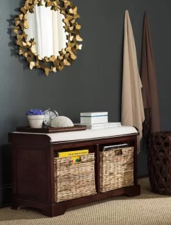 Freddy Wicker Storage Bench In Cherry - Safavieh AMH5736E