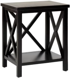 Candence Cross Back End Table In Black - Safavieh AMH6523B -Home Haven Deals 187 amh6523b side