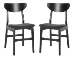 Lucca Retro Dining Chair In Black/Black - Safavieh DCH1001J-SET2