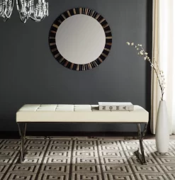 Micha Bench In Creme/Chrome - Safavieh FOX2023A