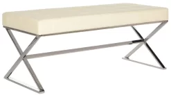Micha Bench In Creme/Chrome - Safavieh FOX2023A -Home Haven Deals 187 fox2023a side