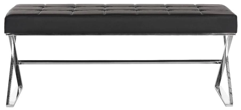 Micha Bench In Black/Chrome - Safavieh FOX2023D 3 Micha Bench In Black/Chrome - Safavieh FOX2023D - Image 3