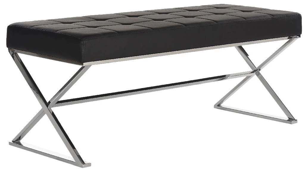 Micha Bench In Black/Chrome - Safavieh FOX2023D 4 Micha Bench In Black/Chrome - Safavieh FOX2023D - Image 4