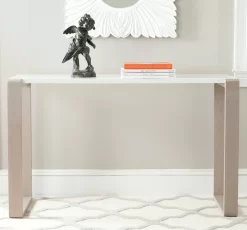 Bartholomew Mid Century Scandinavian Lacquer Console Table In White/Grey - Safavieh FOX4209B