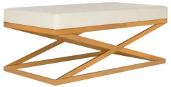 Alexes Faux Ostrich Bench In Clear/Gold - Safavieh FOX6252A -Home Haven Deals 187 fox6252a side