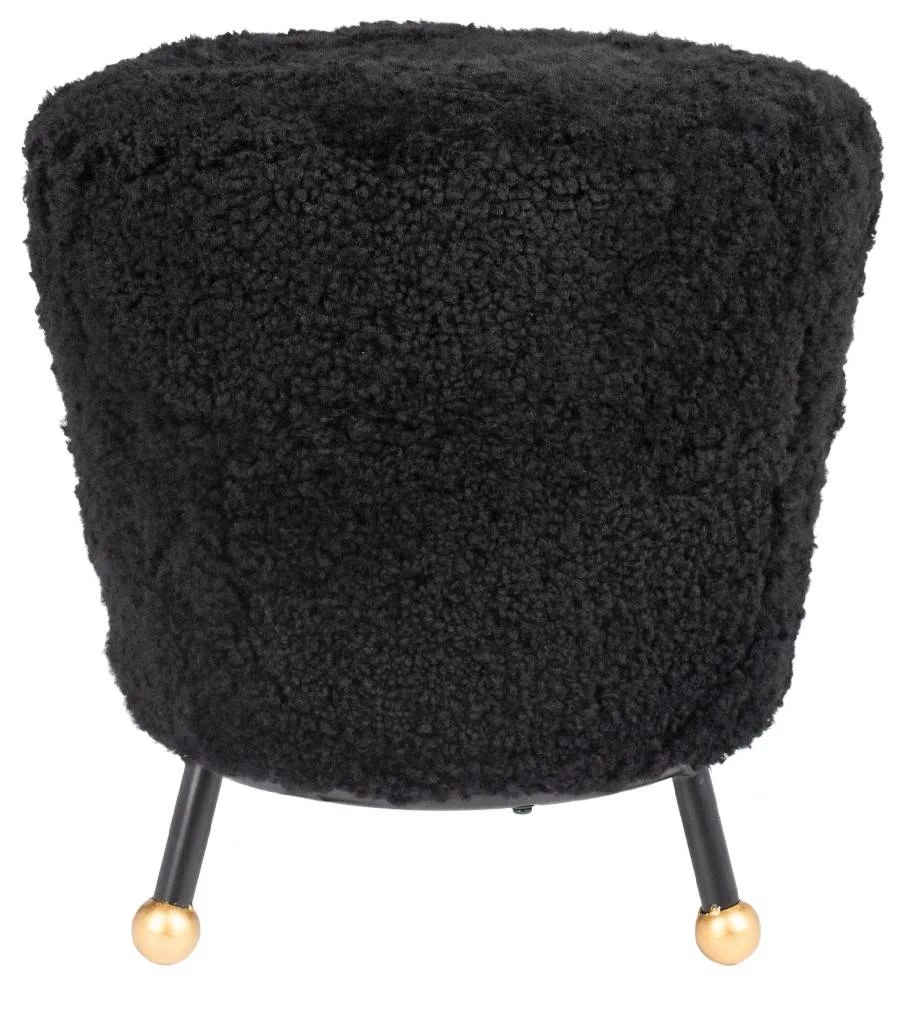 Oriana Retro Sheepskin Ottoman In Black - Safavieh FOX6261B 2 Oriana Retro Sheepskin Ottoman In Black - Safavieh FOX6261B - Image 2
