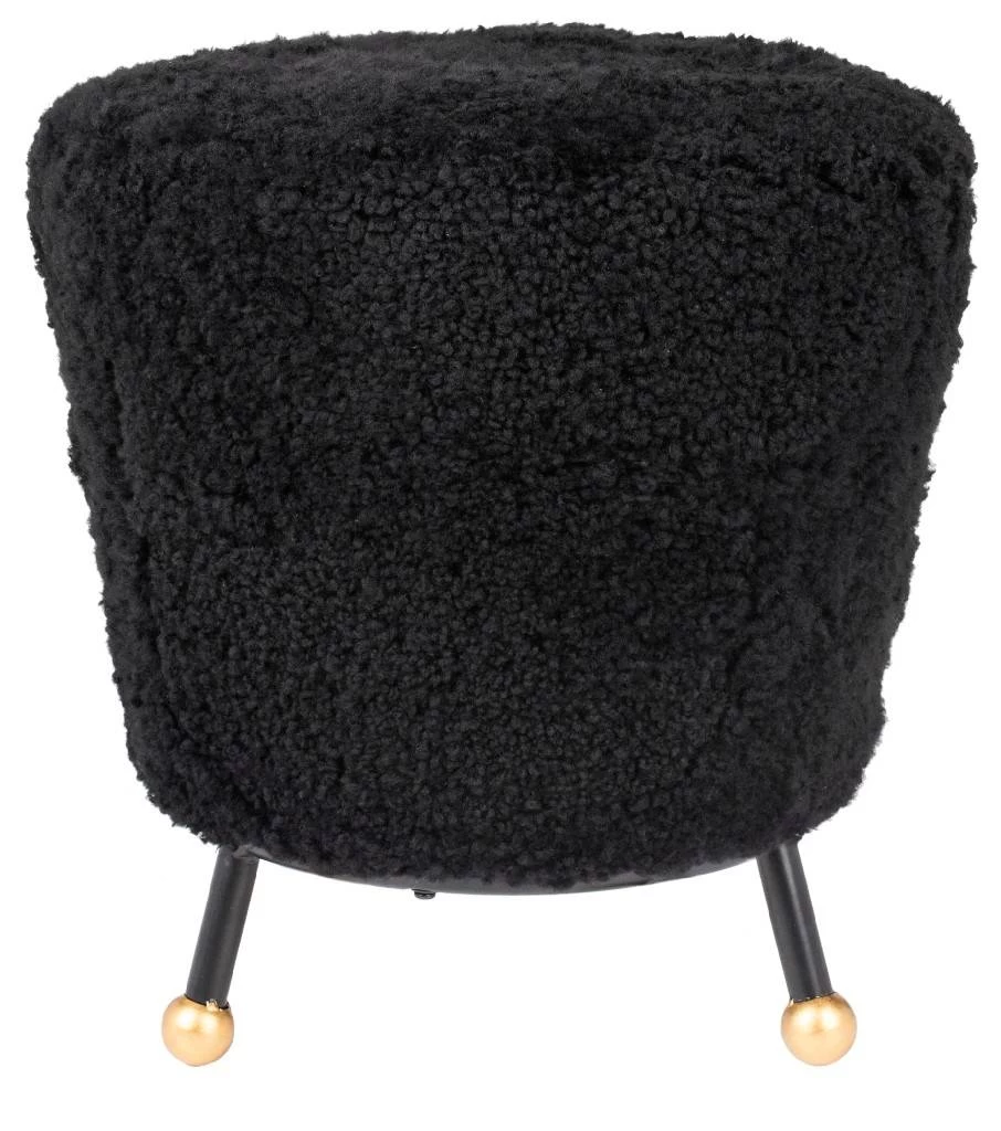 Oriana Retro Sheepskin Ottoman In Black - Safavieh FOX6261B 3 Oriana Retro Sheepskin Ottoman In Black - Safavieh FOX6261B - Image 3