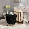 Oriana Retro Sheepskin Ottoman In Black - Safavieh FOX6261B