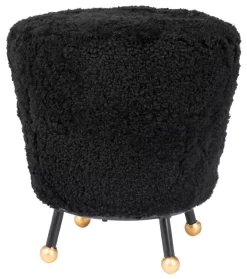 Oriana Retro Sheepskin Ottoman In Black - Safavieh FOX6261B 9 Oriana Retro Sheepskin Ottoman In Black - Safavieh FOX6261B -Home Haven Deals 187 fox6261b side