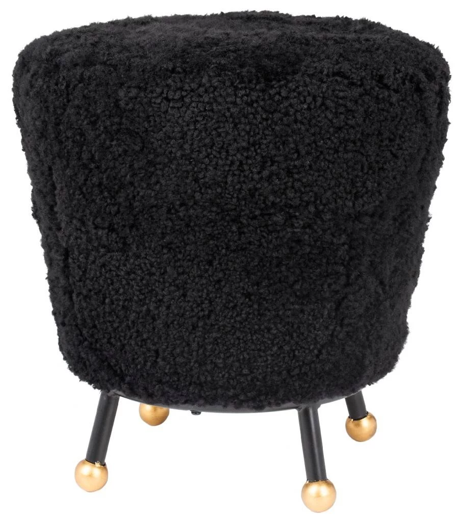 Oriana Retro Sheepskin Ottoman In Black - Safavieh FOX6261B 5 Oriana Retro Sheepskin Ottoman In Black - Safavieh FOX6261B - Image 5