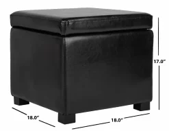 Jonathan Flip Top Ottoman In Black/Black - Safavieh HUD4007B -Home Haven Deals 187 hud4007b dim