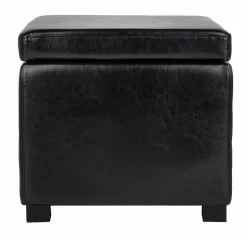 Jonathan Flip Top Ottoman In Black/Black - Safavieh HUD4007B
