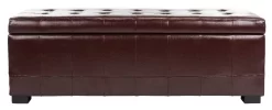Large Manhattan Storage Bench In Cordovan/Black - Safavieh HUD4200E -Home Haven Deals 187 hud4200e front