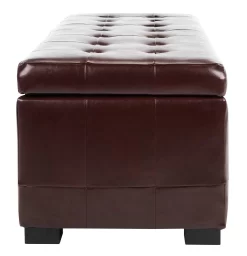 Large Manhattan Storage Bench In Cordovan/Black - Safavieh HUD4200E -Home Haven Deals 187 hud4200e side2