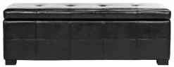 Maiden Tufted Storage Bench Lg In Black/Black - Safavieh HUD8229B