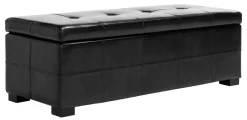 Maiden Tufted Storage Bench Lg In Black/Black - Safavieh HUD8229B -Home Haven Deals 187 hud8229b side