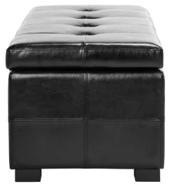 Maiden Tufted Storage Bench Lg In Black/Black - Safavieh HUD8229B -Home Haven Deals 187 hud8229b side2