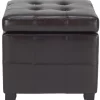 Maiden Square Tufted Ottoman In Brown/Black - Safavieh HUD8231A