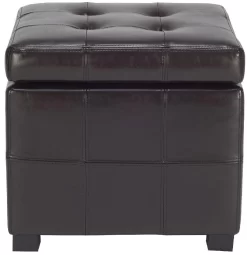 Maiden Square Tufted Ottoman In Brown/Black - Safavieh HUD8231A