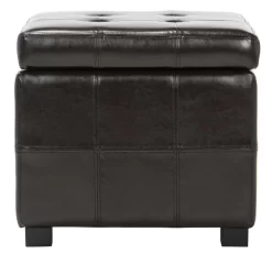 Maiden Square Tufted Ottoman In Brown/Black - Safavieh HUD8231A -Home Haven Deals 187 hud8231a back