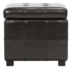 Maiden Square Tufted Ottoman In Brown/Black - Safavieh HUD8231A -Home Haven Deals 187 hud8231a front