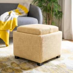 Harrison Single Tray Ottoman In Gold/Black - Safavieh HUD8233E