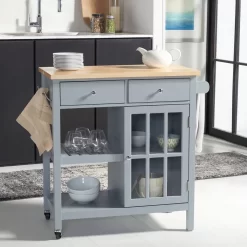 LOCKLYN 1 DOOR 2 DRAWER 2 SHELF KITCHEN CART - Safavieh KCH8703A -Home Haven Deals 187 kch8703a 2