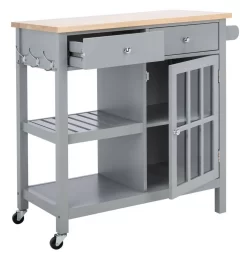 LOCKLYN 1 DOOR 2 DRAWER 2 SHELF KITCHEN CART - Safavieh KCH8703A -Home Haven Deals 187 kch8703a 3