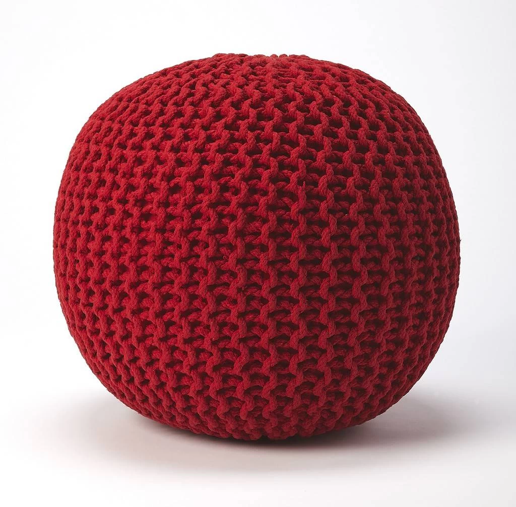 Pincushion Red Woven Pouffe - Butler Specialty 3689293 3 Pincushion Red Woven Pouffe - Butler Specialty 3689293 - Image 3