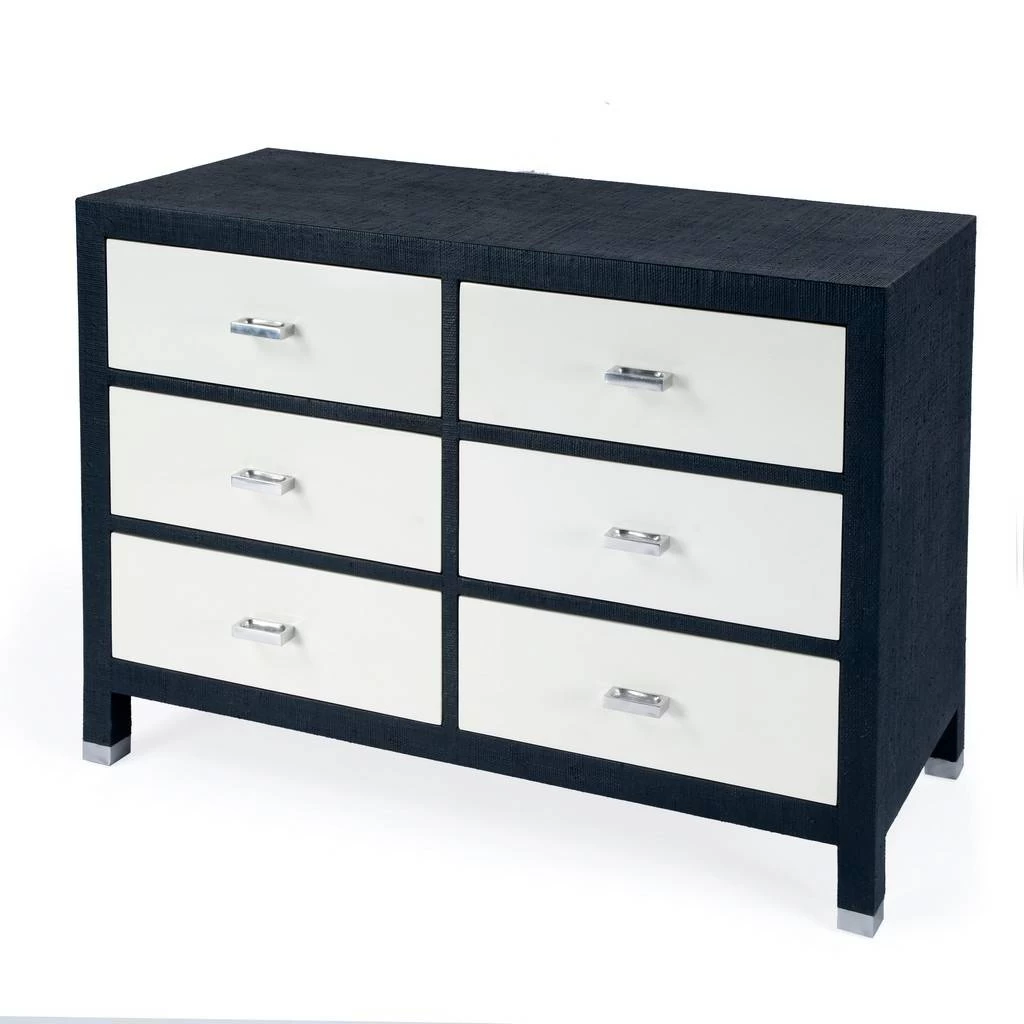 Butler Keros 6 Drawer Navy Raffia Double Dresser - Butler Specialty 5609350 1 Butler Keros 6 Drawer Navy Raffia Double Dresser - Butler Specialty 5609350