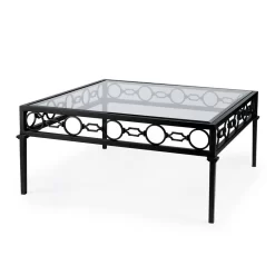 Southport Iron Upholstered Outdoor Coffee Table, Black - Butler Specialty 5663437