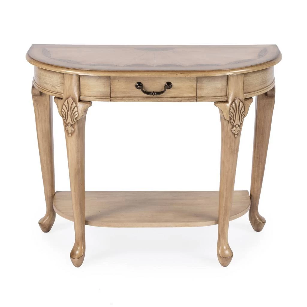 Butler Specialty Company Kimball 36" Demilune Wood Console Table With Storage, Beige - Butler Specialty 653424 1 Butler Specialty Company Kimball 36" Demilune Wood Console Table With Storage, Beige - Butler Specialty 653424