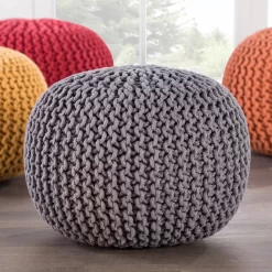 Jaipur Living Visby Gray Textured Round Pouf - POF100206 -Home Haven Deals 191 pof100206 2