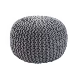 Jaipur Living Visby Gray Textured Round Pouf - POF100206