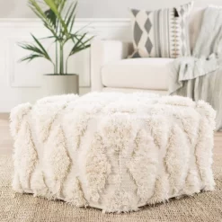 Nikki Chu By Jaipur Living Aaltos Ivory Geometric Square Pouf - POF100424 -Home Haven Deals 191 pof100424 3